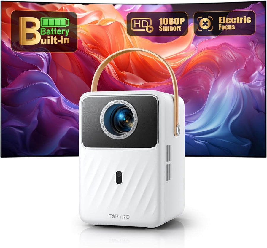 Battery Powered Smart Projector 1080P WiFi Bluetooth Apps Portable