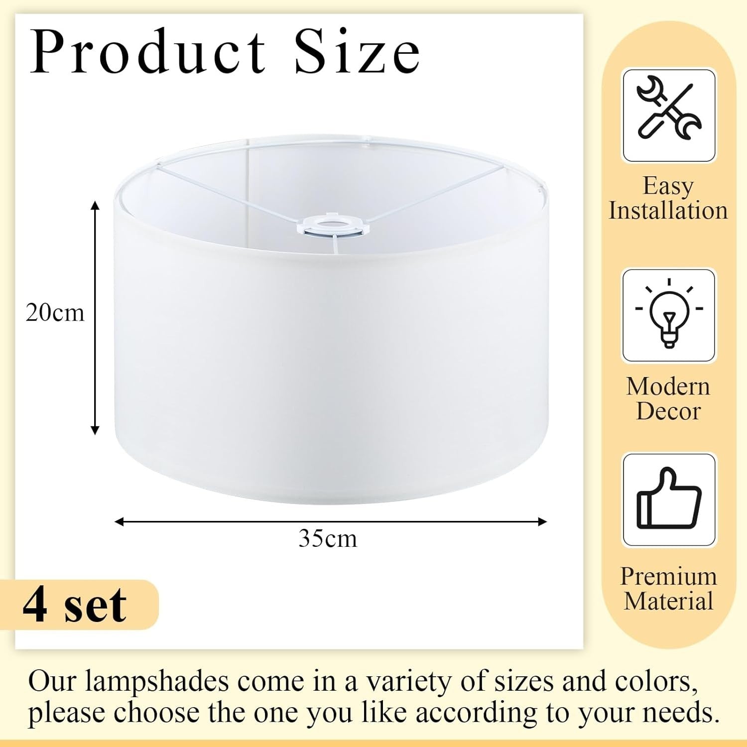 4× Beige Linen Lampshades w/ E27 to E14 Adapter Ring Rustic Drum Light