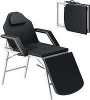Portable 3-Section Massage Table Adjustable Beauty Bed Recliner Face Hole Black