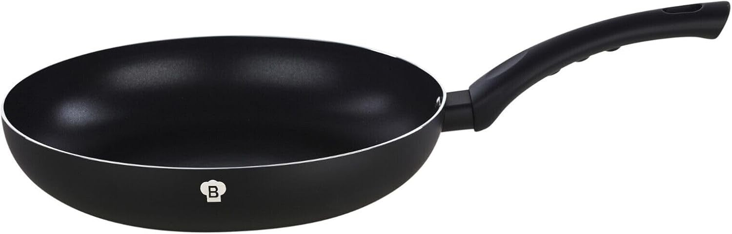 15pcs Matte Black Non Stick Cookware Set with Grill Pan & Soft-Touch Handles