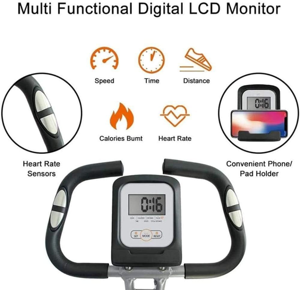 Foldable Magnetic Exercise Bike w/ LCD Monitor, 8 Levels & Adjustable Seat