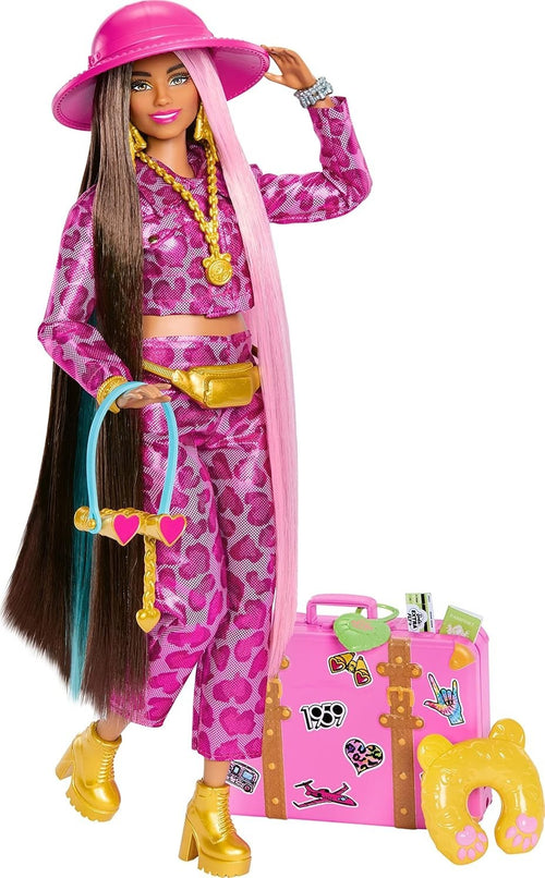 Safari Travel Fashion Doll Animal Print Outfit Pink Suitcase Accessories