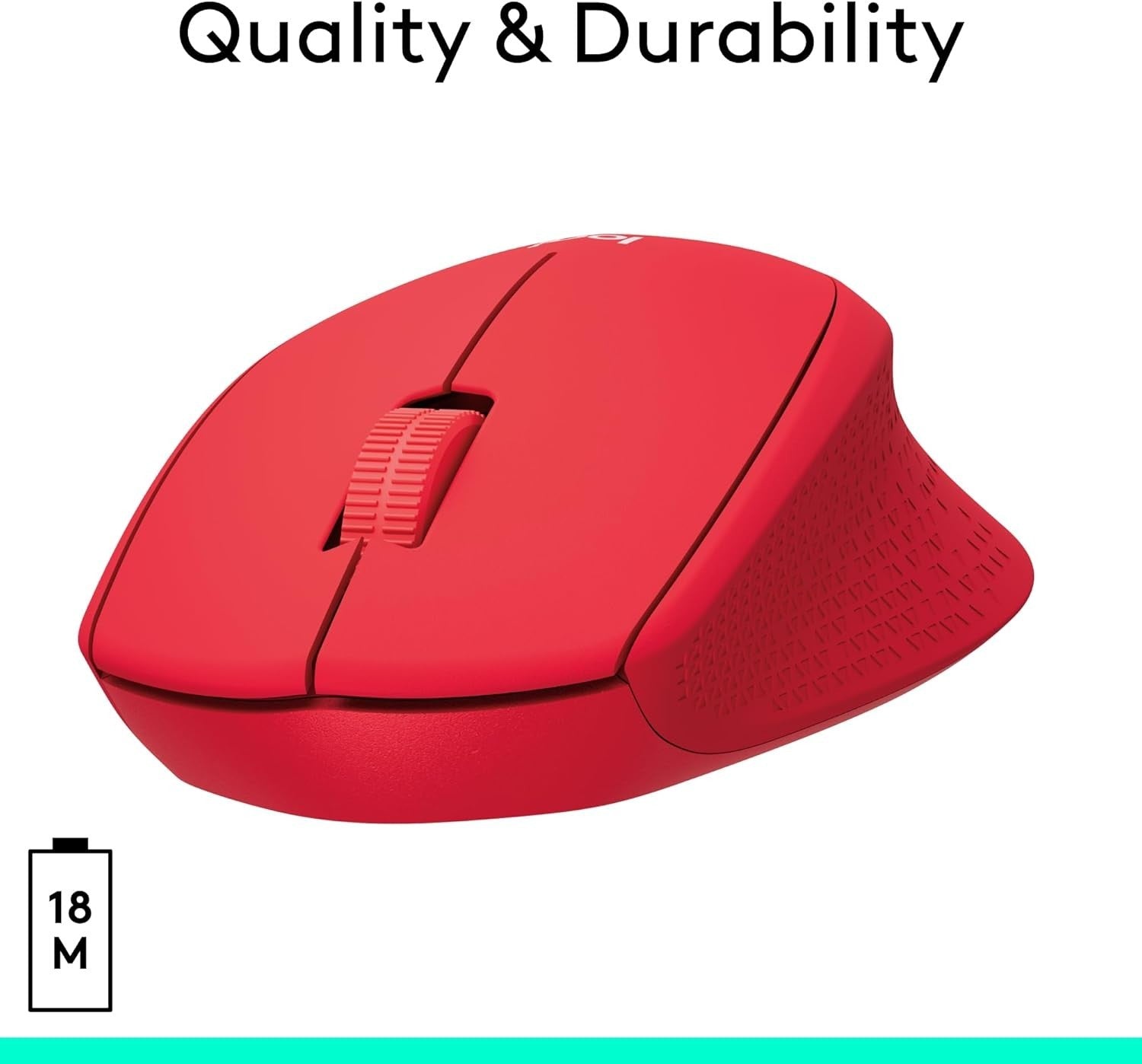 Silent Wireless Mouse USB Nano Receiver Ergonomic Lightweight Red Laptop PC