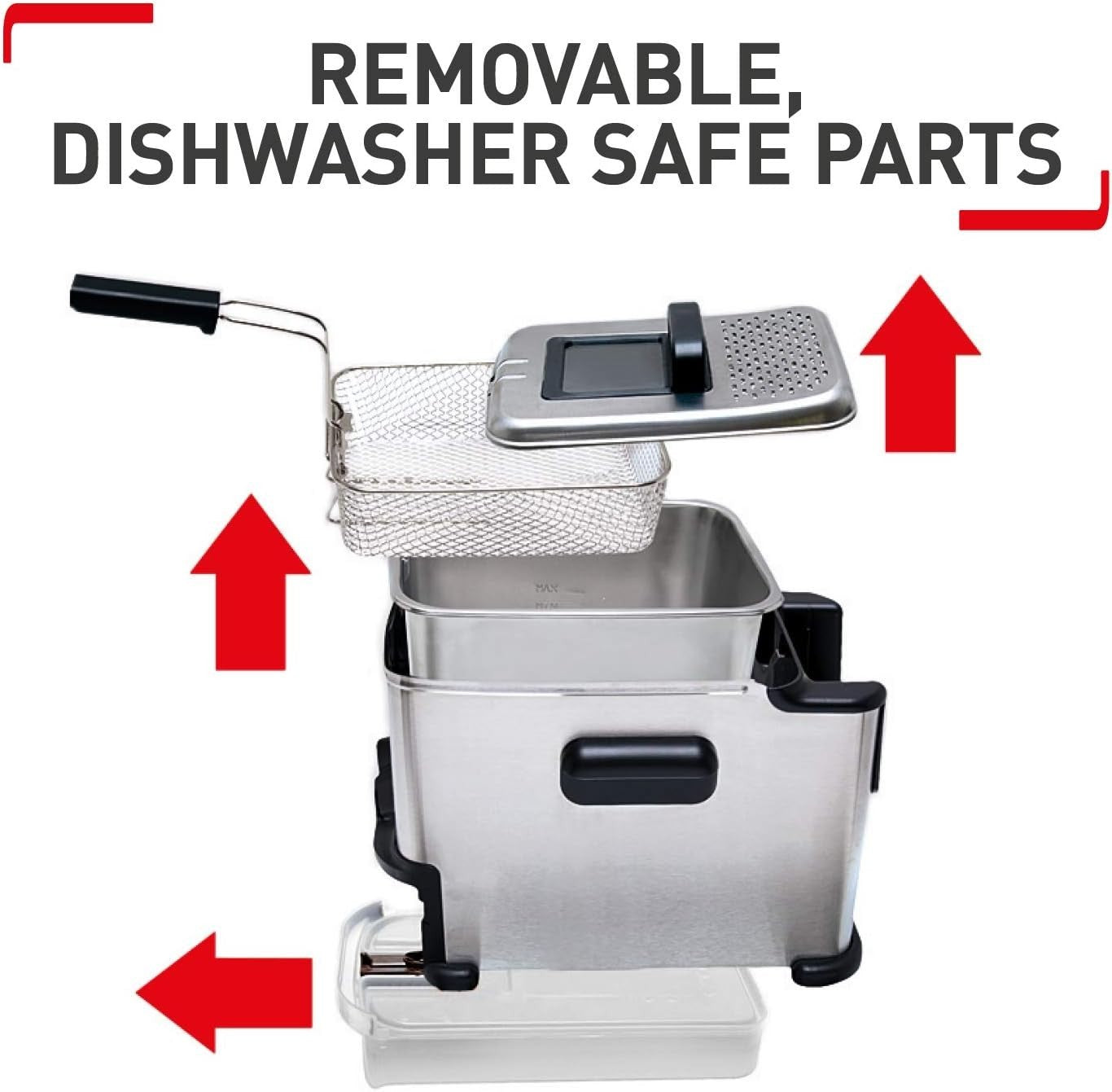 3L Deep Fat Fryer Stainless Steel Cool Zone Auto Oil Filtration 2100W