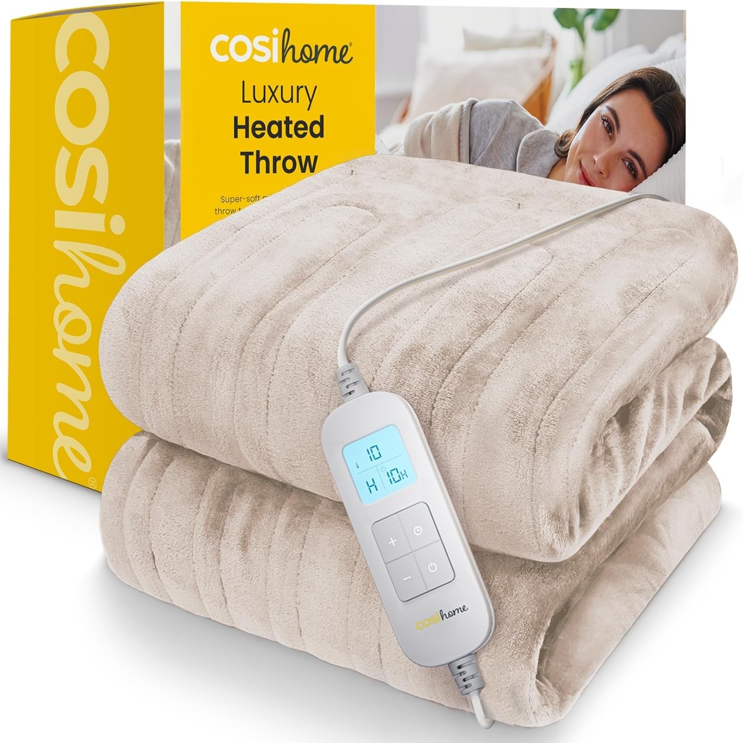 Electric Heated Throw Blanket 10 Heat Timer Remote Washable 160x130cm