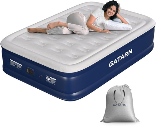 Double Air Mattress with Built-In Pump – Inflatable Guest Bed 195x137x46cm
