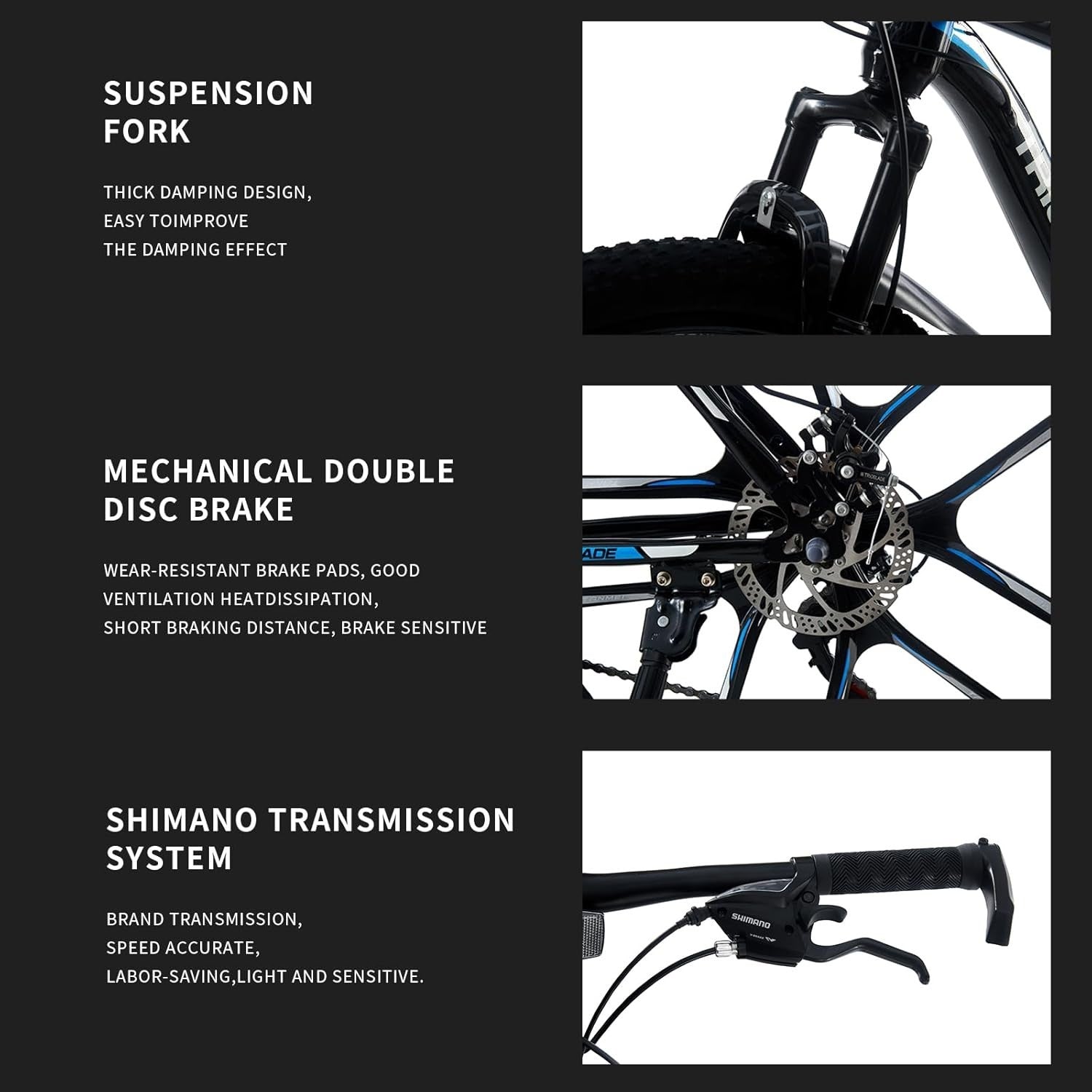 Mountain Bike 27.5" 21-Speed Dual Disc Brake Adult Durable Lightweight