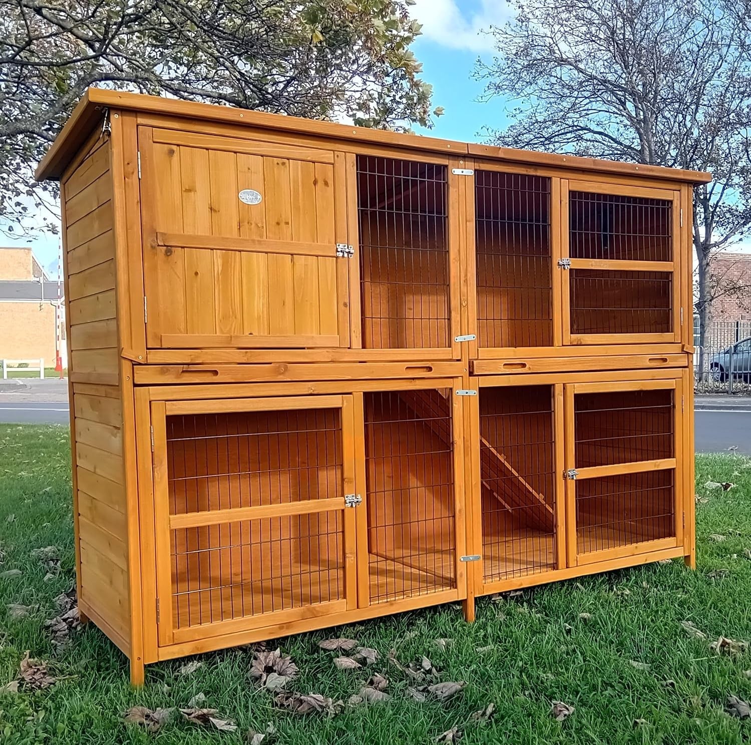 XXL 2 Tier Rabbit Hutch Large Wooden Outdoor Predator Resistant Cage
