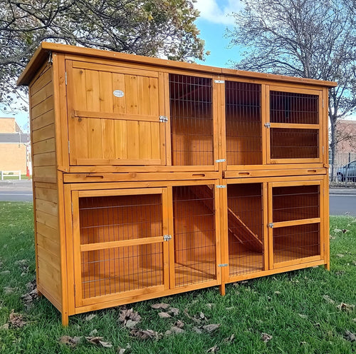 XXL 2 Tier Rabbit Hutch Large Wooden Outdoor Predator Resistant Cage