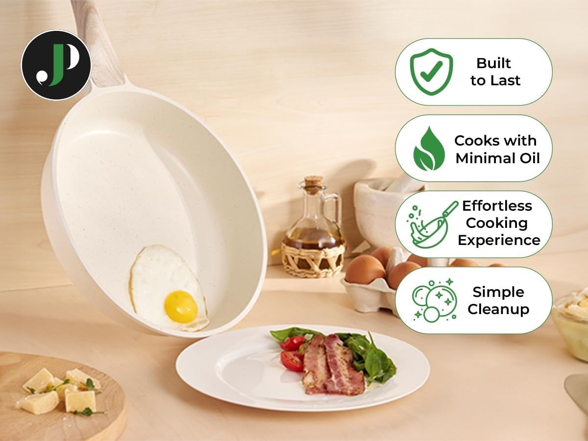 15pcs White Granite Induction Non Stick Cookware Set Pots & Pans with Utensils