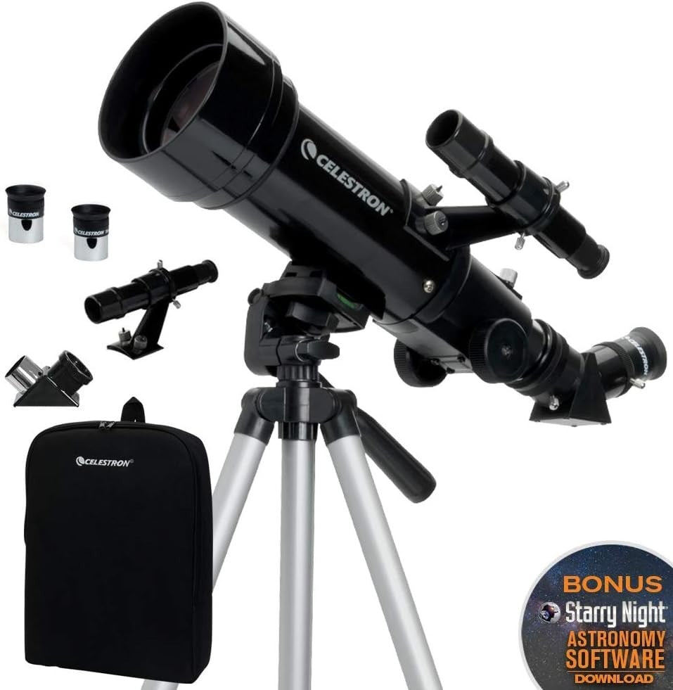 70mm Travel Scope with 4mm Eyepiece & 3x Barlow Lens, Backpack