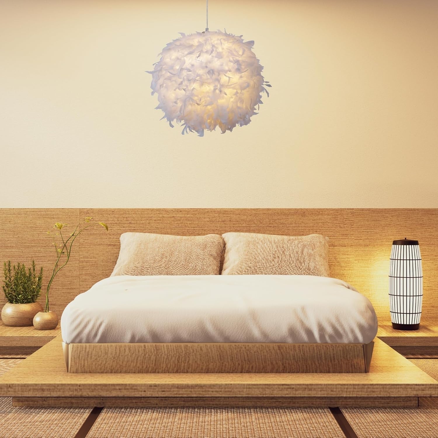40cm White Feather Lampshade Ceiling Pendant Soft Luxury Light Shade