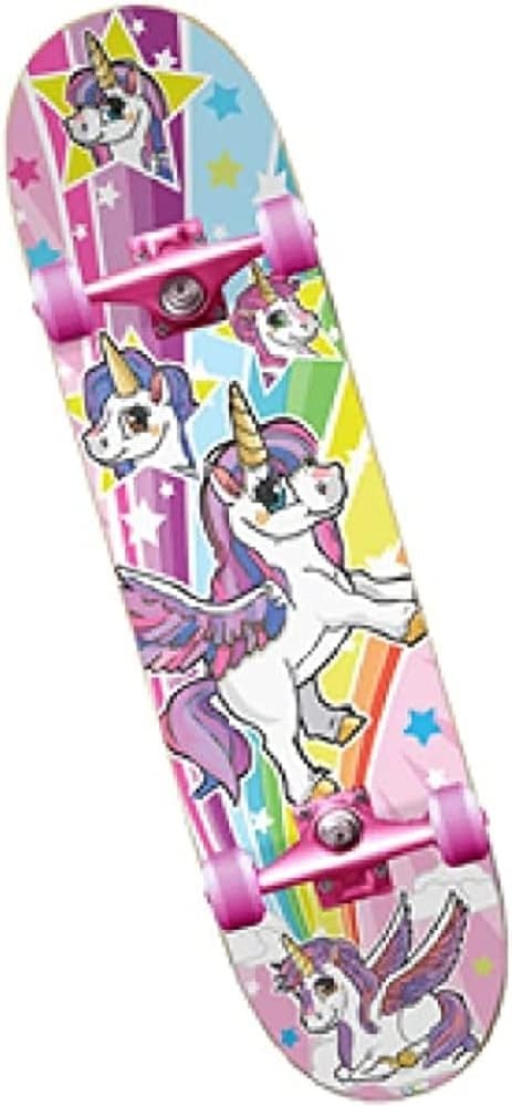 Kids Unicorn Skateboard 43cm Light-Up Wheels Mini Maple Board