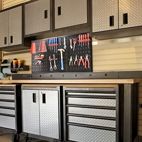 Wall-Mount Pegboard Kit 3PCS Alloy Steel 120x60cm w/ Hooks & Tool Racks