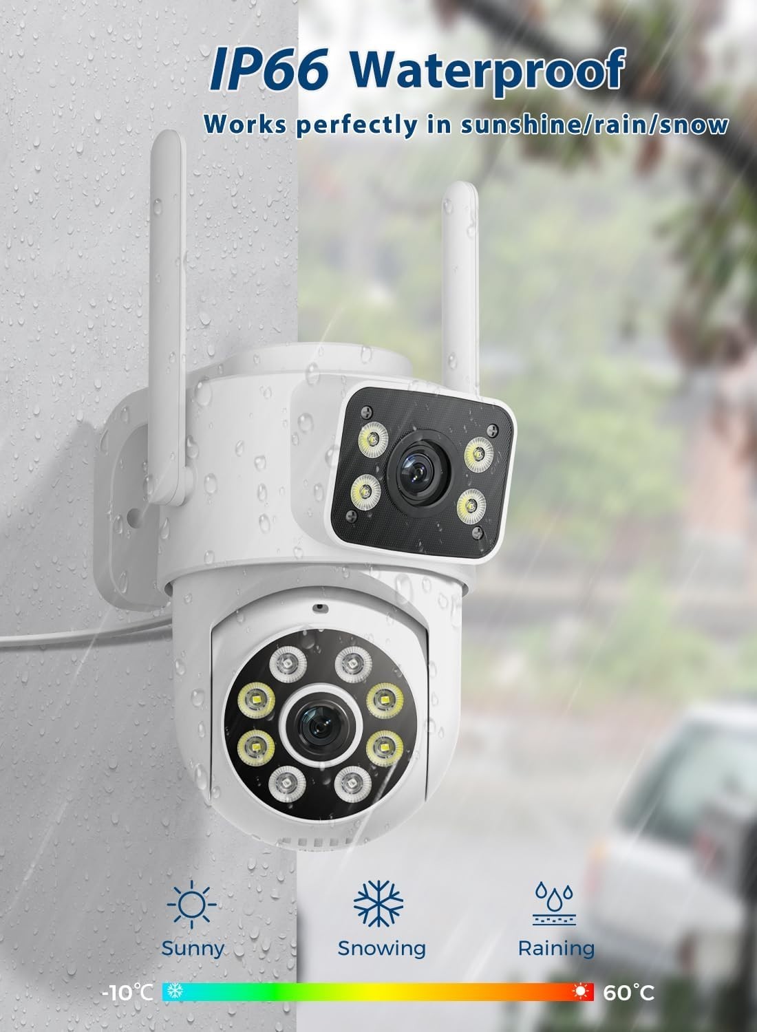 6MP Dual Lens Security Camera 3K WiFi CCTV 360° Color Night Vision