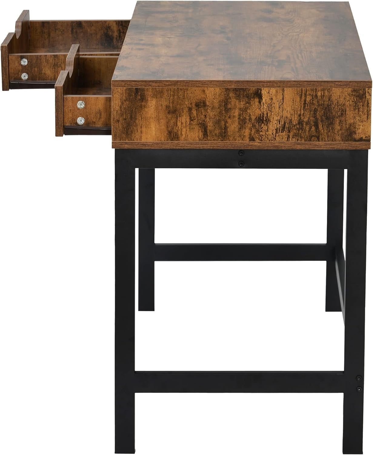 Rustic Brown Black Computer Desk Home Office Workstation Kids Dressing Table 2 D