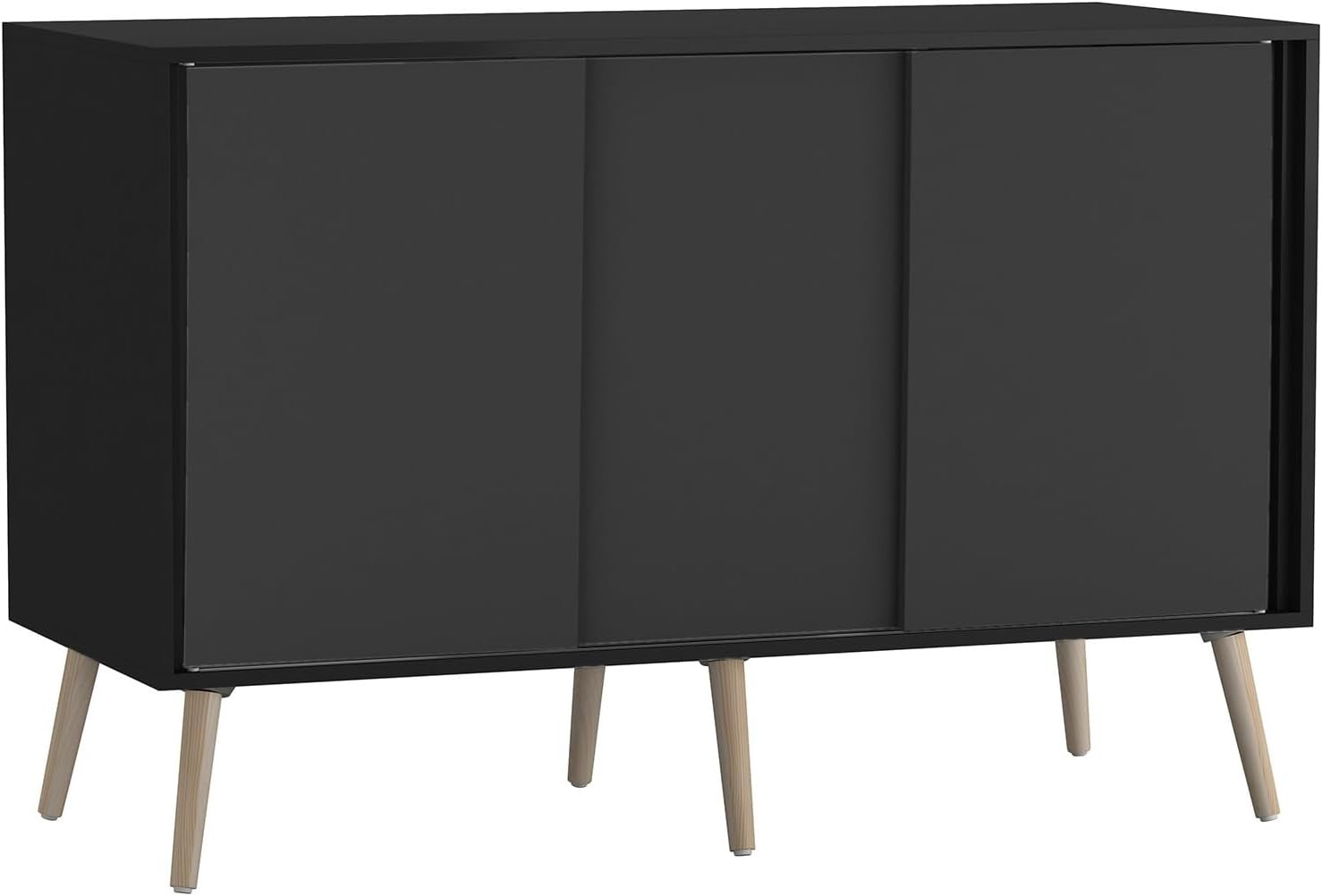 120cm Sliding Door Sideboard Cabinet with Wooden Legs for Living Room