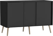 120cm Sliding Door Sideboard Cabinet with Wooden Legs for Living Room