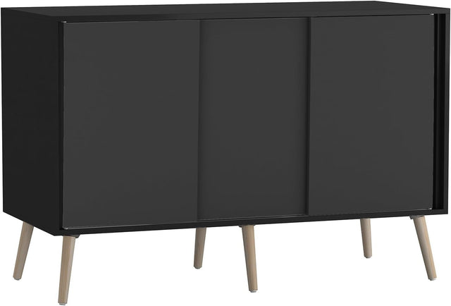 120cm Sliding Door Sideboard Cabinet with Wooden Legs for Living Room