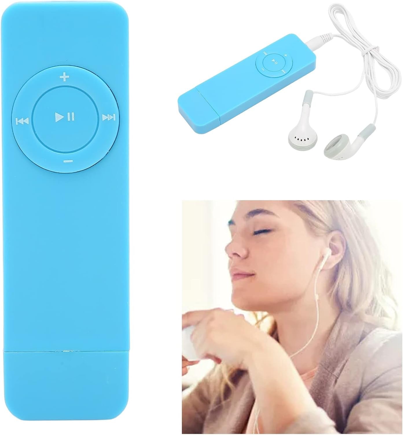 USB MP3 Player Lossless Sound Student Kids TF 64GB Blue