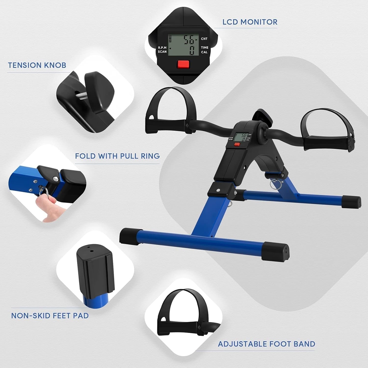 Portable Folding Pedal Bike LCD Adjustable Seated Arm Leg Trainer
