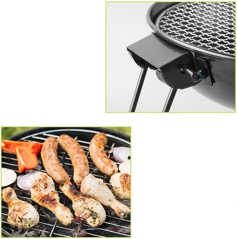 Portable Charcoal Fire Pit BBQ Grill with Folding Legs, Outdoor Camping