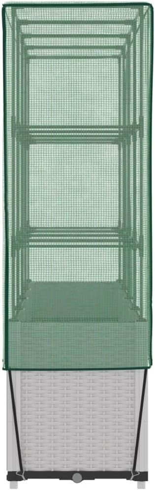 Raised Garden Bed 160x40x153cm with Greenhouse Cover & Rattan Design
