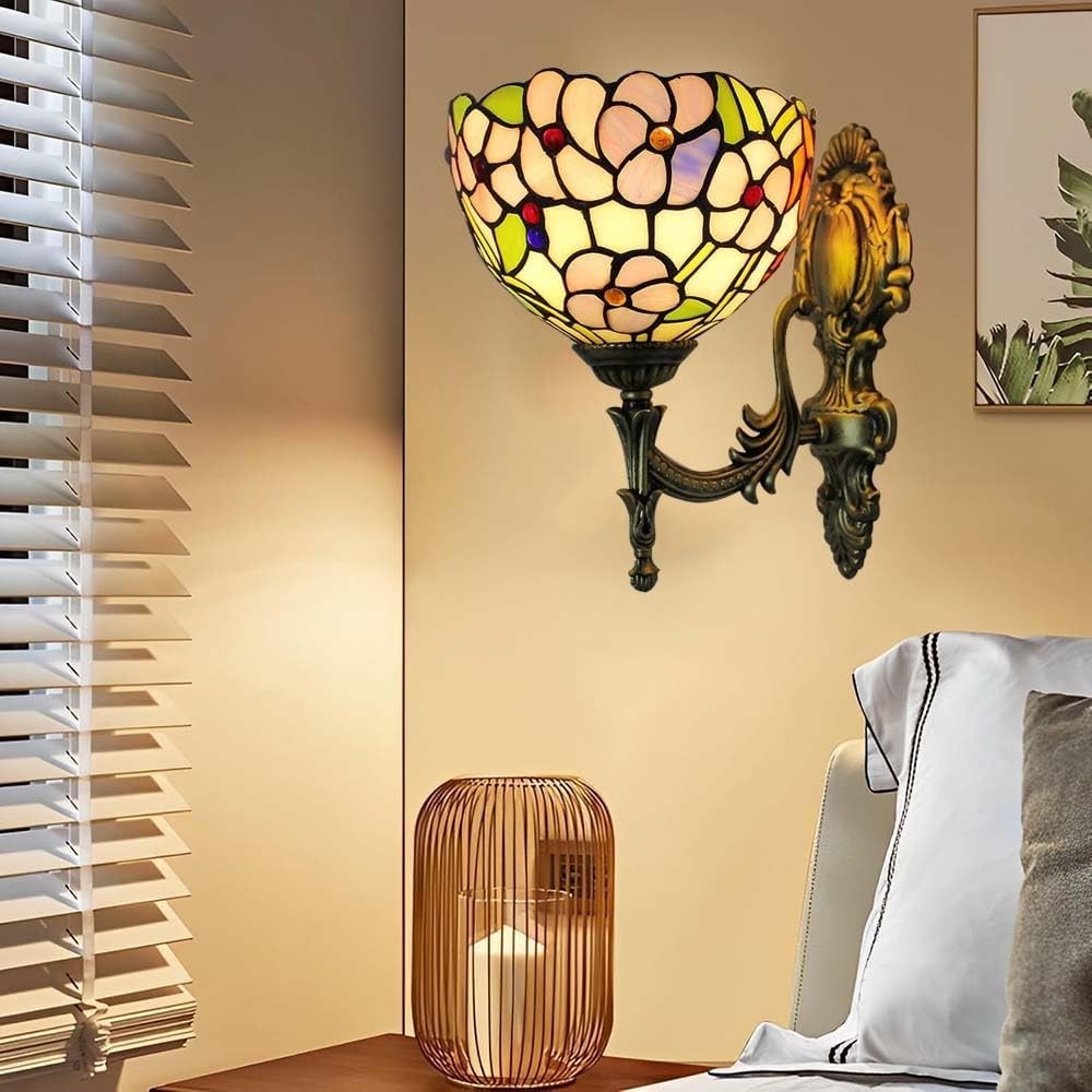 Vintage Stained Glass Wall Lamp Art Deco Sconce Light for Hallway 28cm