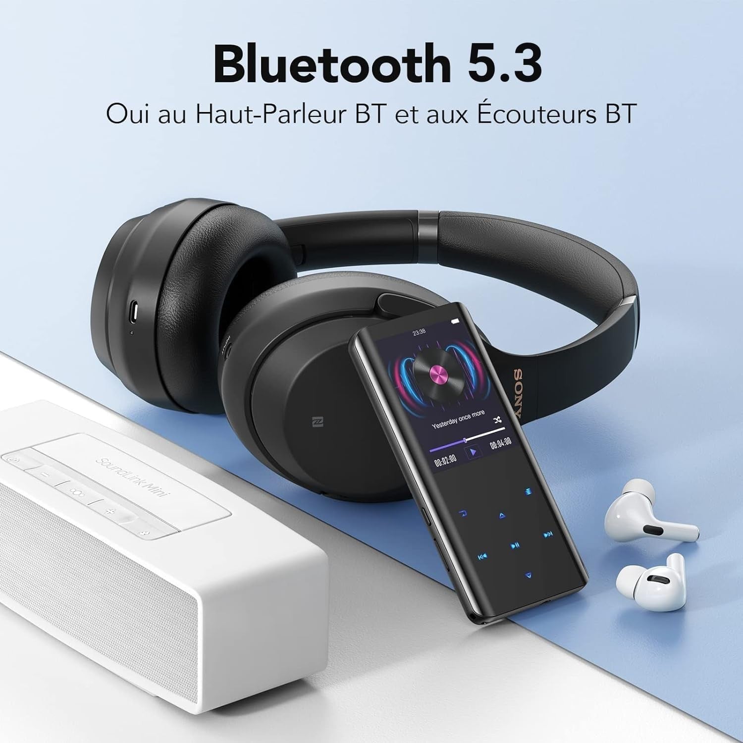 32GB MP3 Player Bluetooth 5.3 Portable Music Player FM Radio & Voice