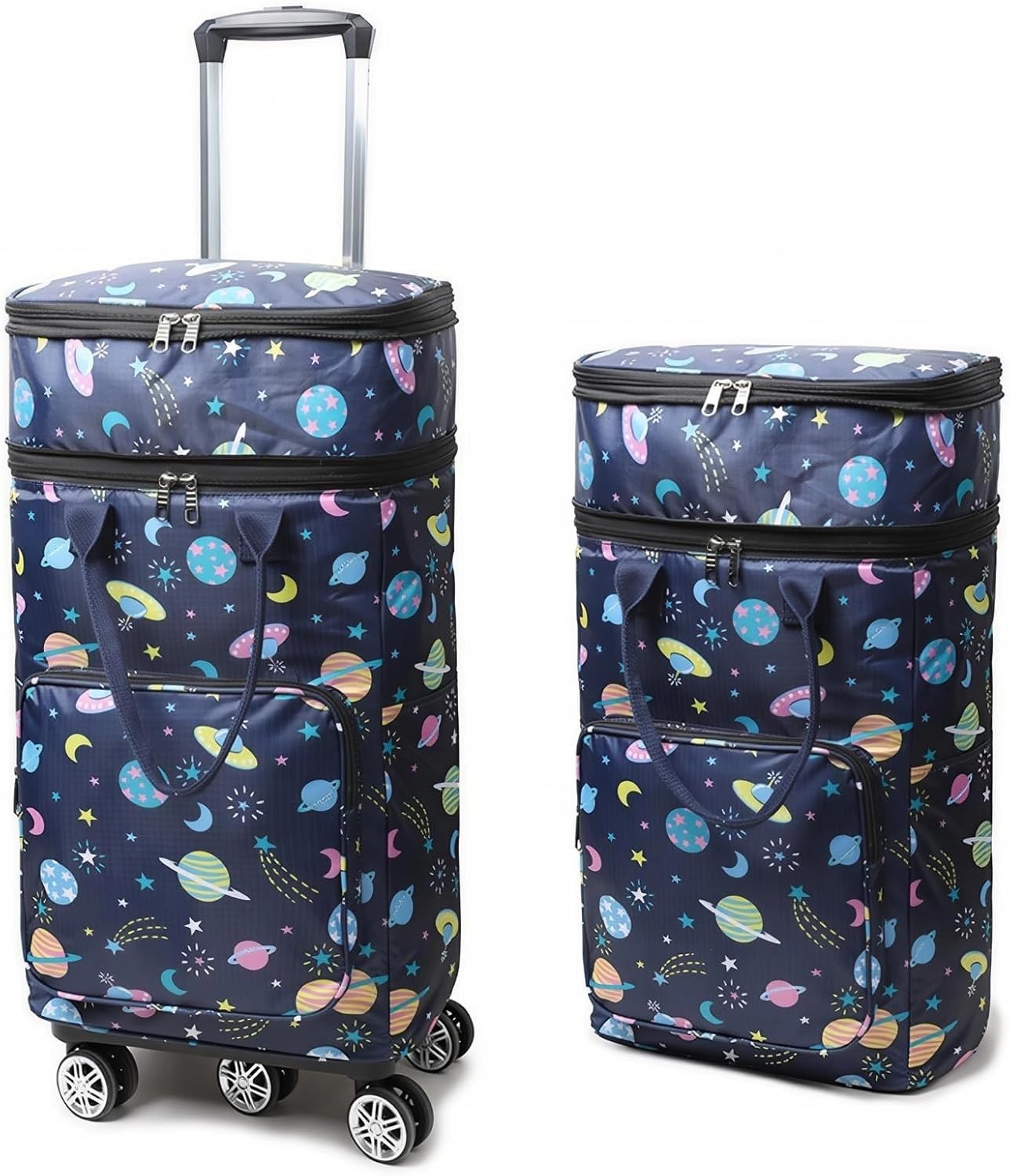 Insulated Folding Shopping Trolley Bag Wheels Telescopic Handle Starry Sky