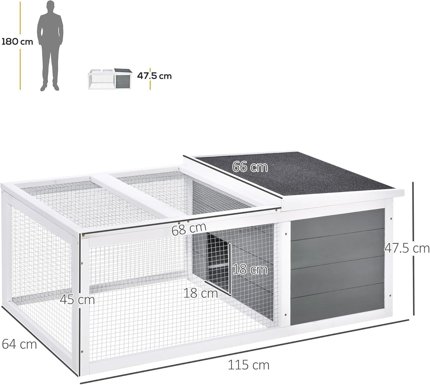Wooden Rabbit Hutch 115cm Outdoor Pet Cage Run Roof