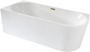 White Left Hand Fluted Corner Bath 1700x800mm Brass Overflow