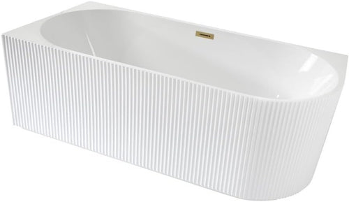 White Left Hand Fluted Corner Bath 1700x800mm Brass Overflow