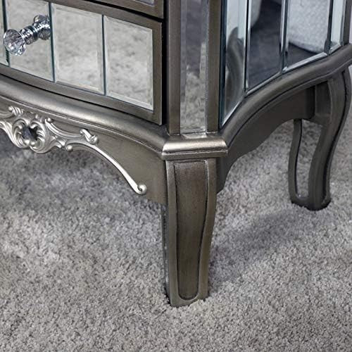 Set of 2 Mirrored Bedside Tables with 3 Drawers | Luxury Silver Nightstands