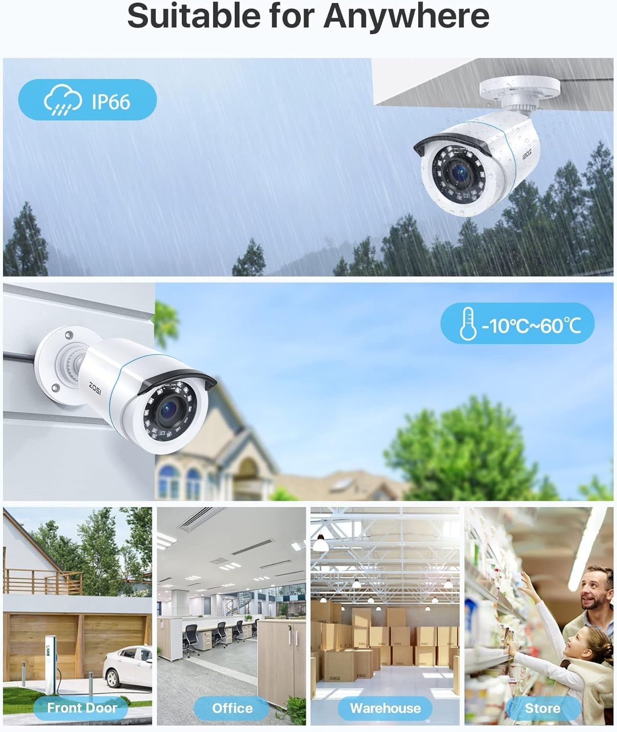 1080P HD CCTV Camera 4 Pack Outdoor Indoor IR Night Vision Wired