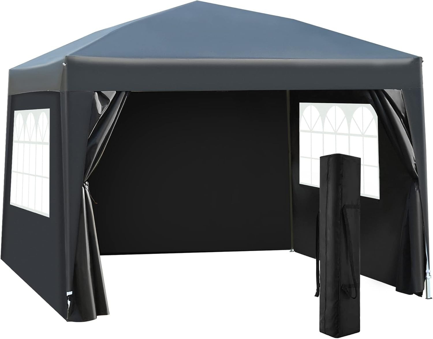 3x3m Pop Up Gazebo Garden Party Tent Waterproof w/ Sidewalls Black