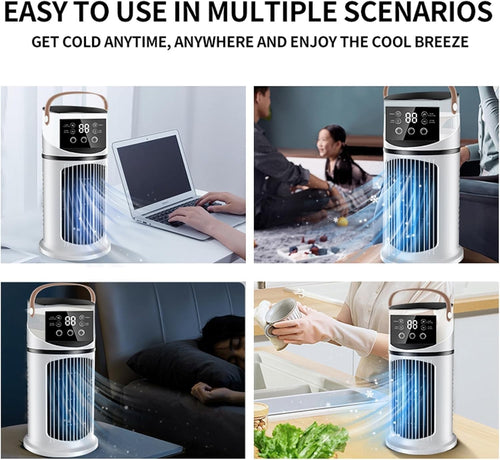 Small Portable Air Cooler Fan – 9 Speed Quiet Desktop Mini AC Unit Room Cooling