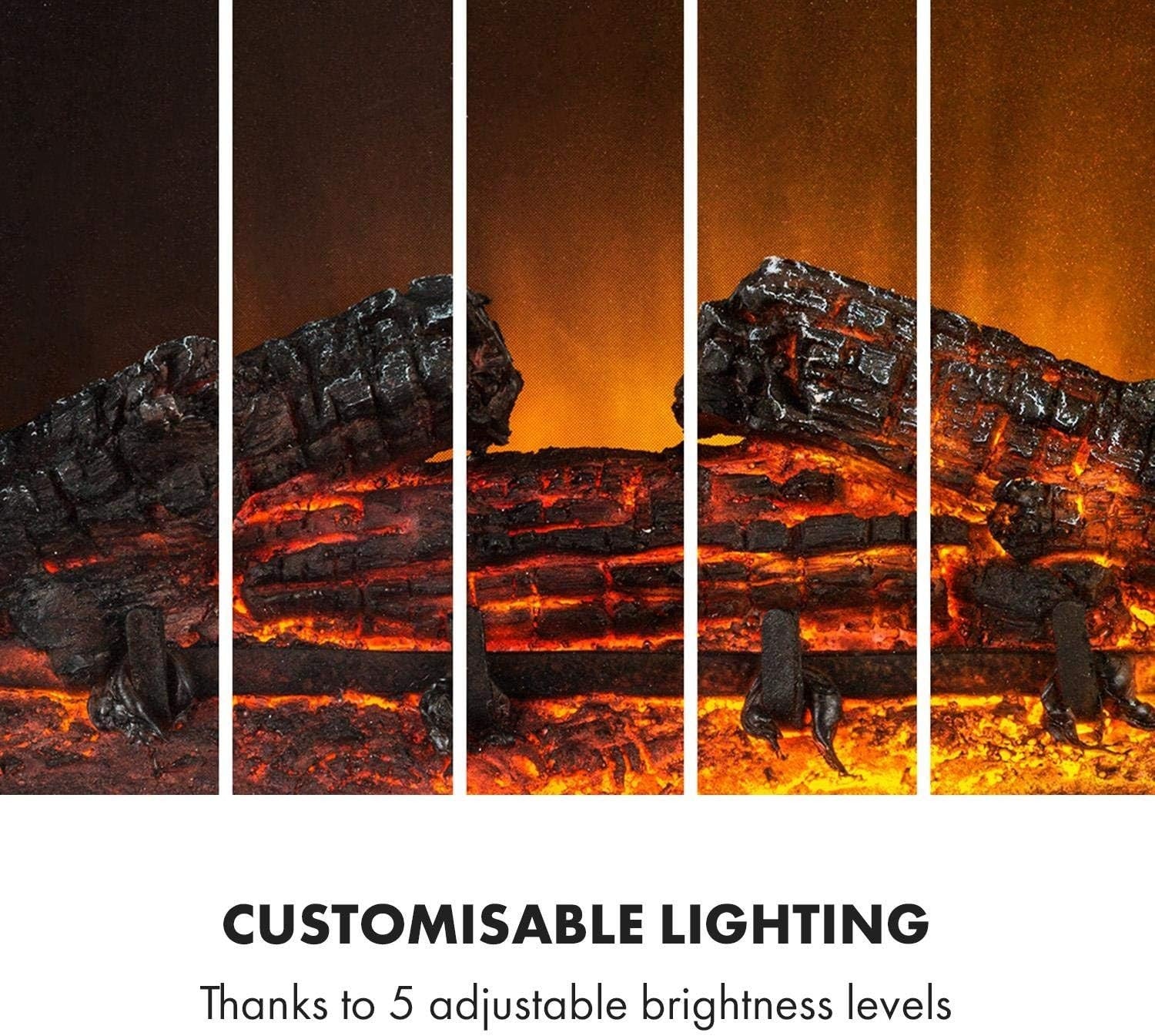Electric Fireplace 1800W LED Flame Log Effect Heater with Remote Control