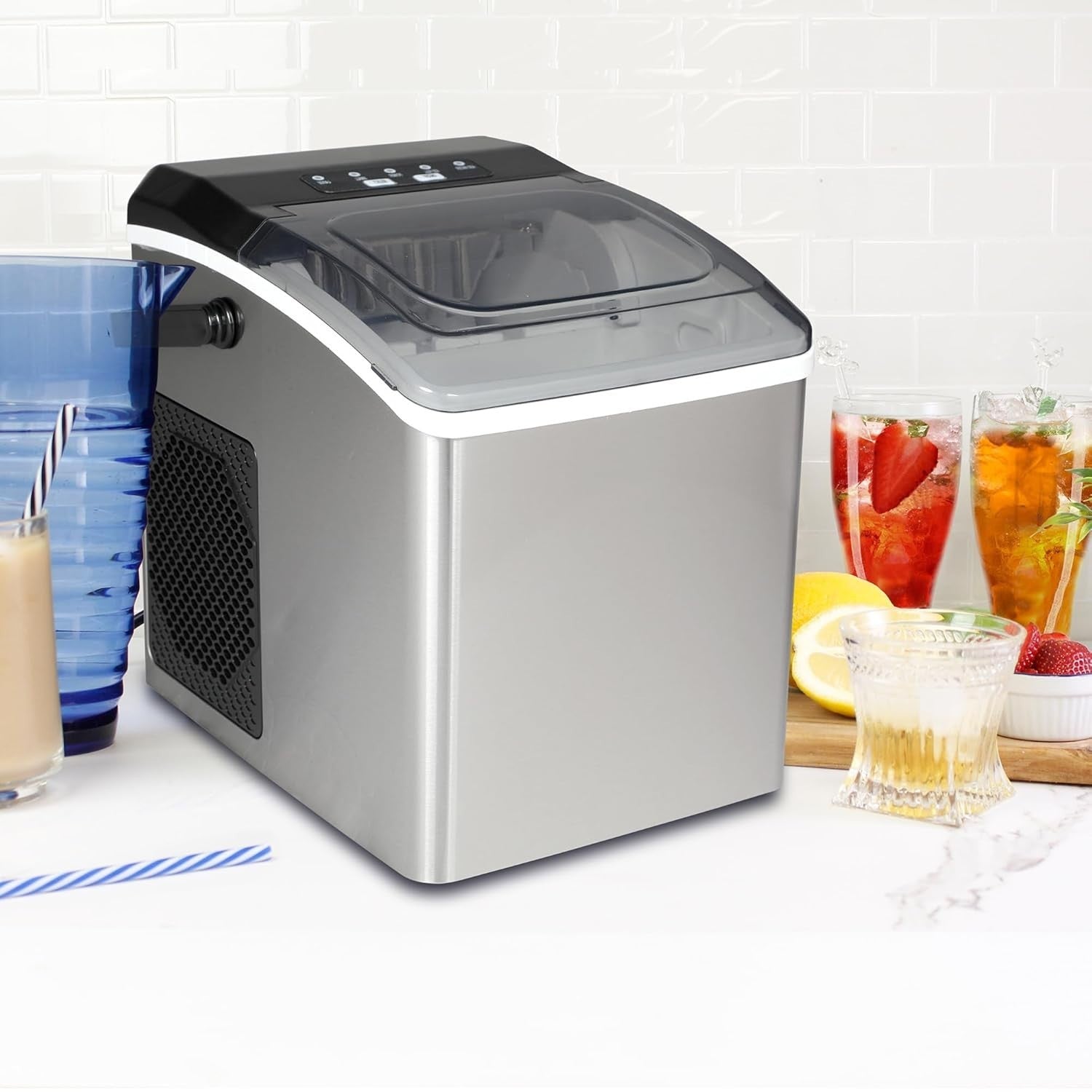 Countertop Ice Maker 12KG Nugget Ice Machine Fast 6-Minute Stainless Steel