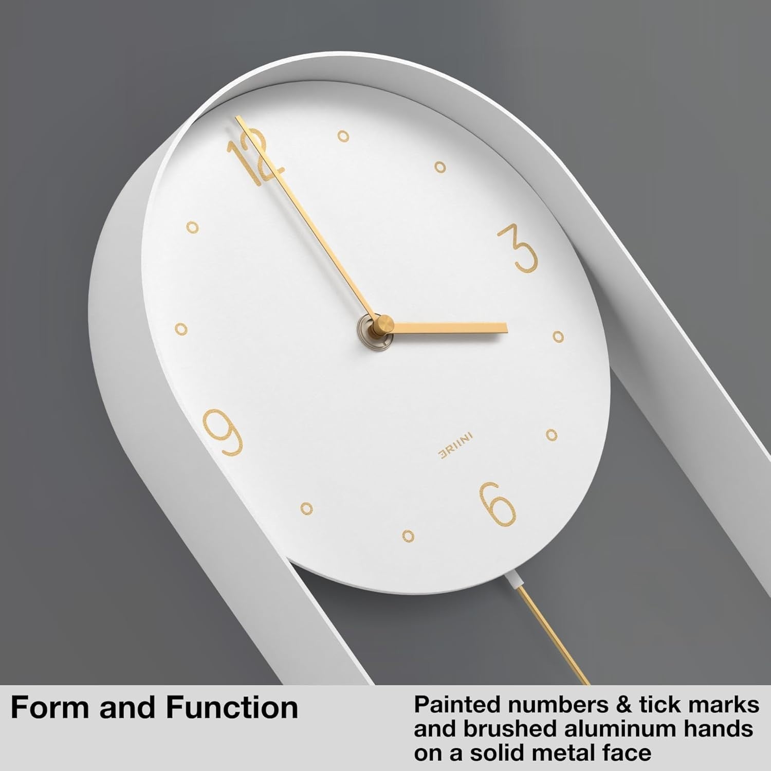 Modern Silent Wall Clock Gold Pendulum | Minimalist Decor 8" Face