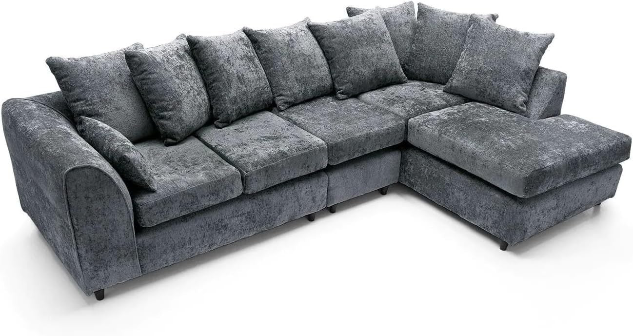 Luxury 5 Seater Corner Sofa with Chaise – Right Hand Crushed Fabric Set