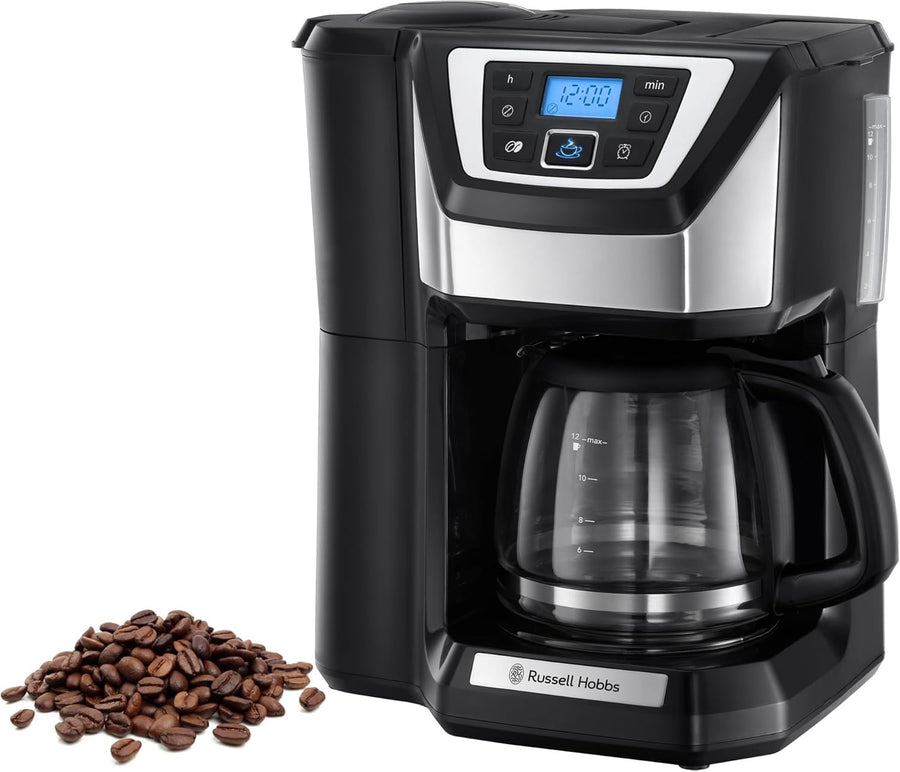 12 Cup Filter Coffee Machine with Grinder 1.5L Jug Digital Timer Quiet Brew