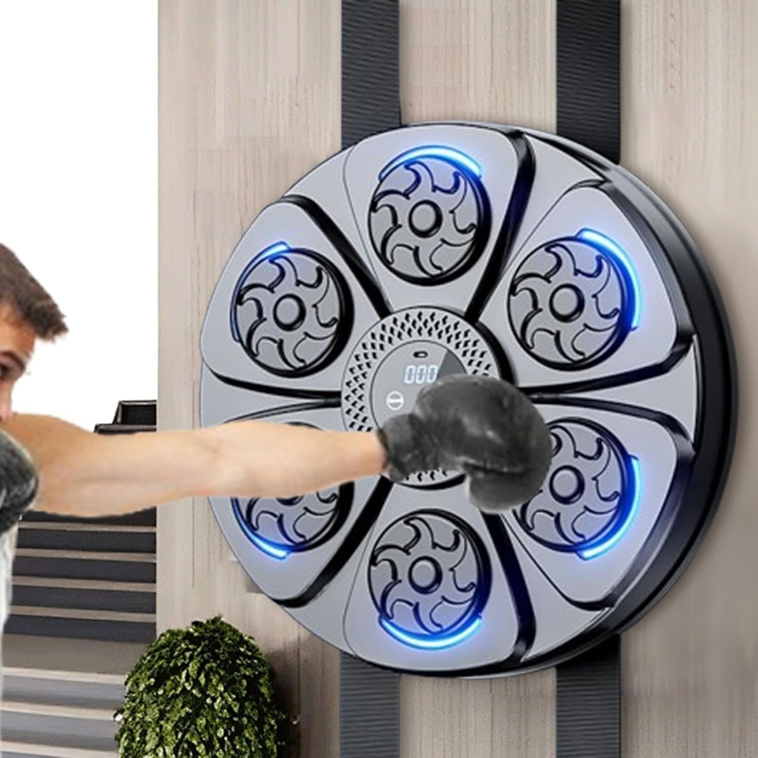 Music Boxing Wall Target Black Blue LED Reaction Trainer No Gloves