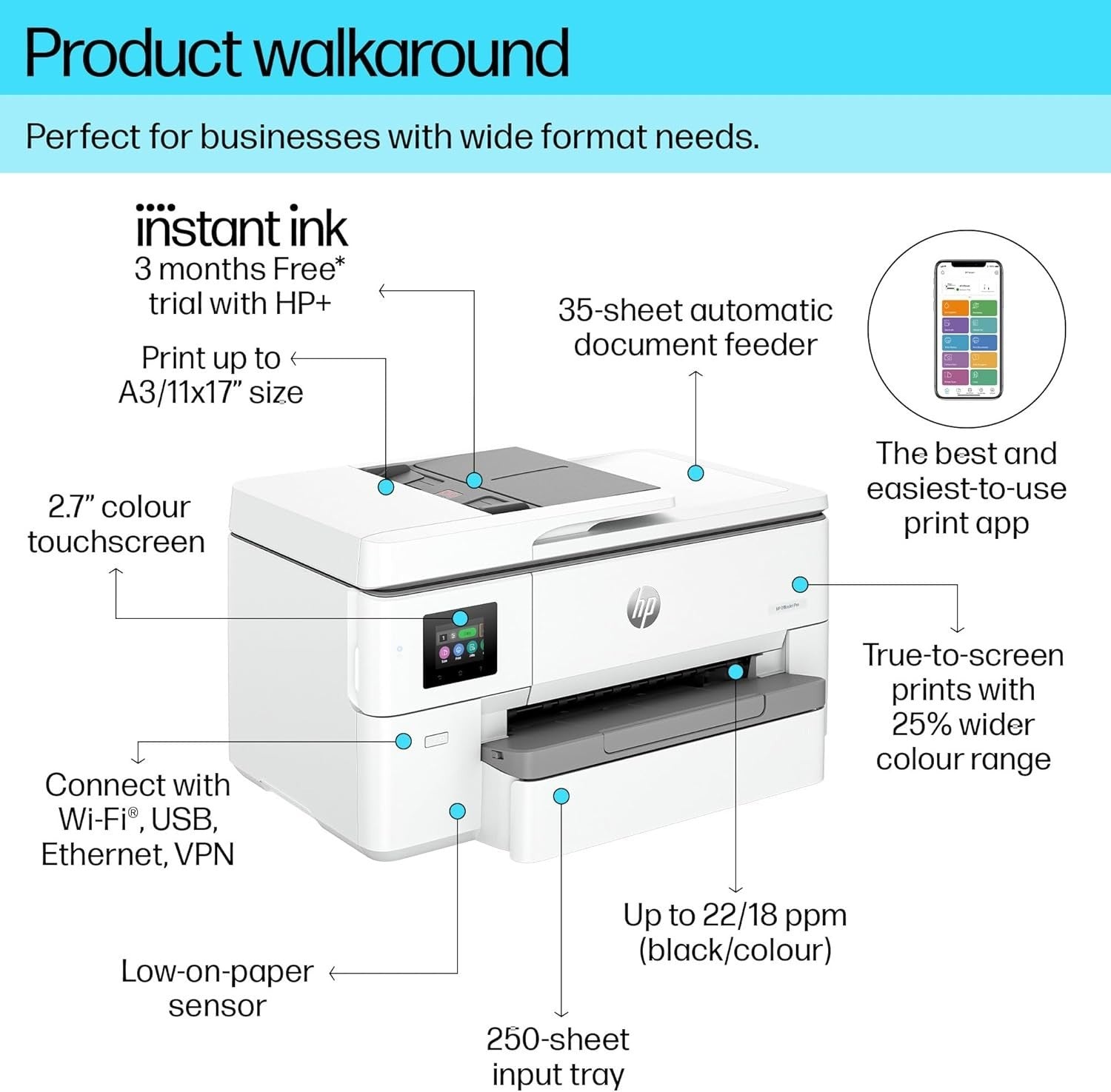 Wide Format Colour All-in-One Printer Grey & White | Wireless A3