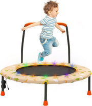 36'' Kids Mini Trampoline Adjustable Handle Safety Pad Indoor Outdoor