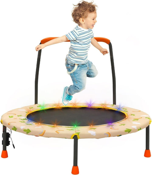 36'' Kids Mini Trampoline Adjustable Handle Safety Pad Indoor Outdoor