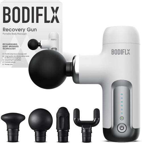 Mini Deep Tissue Massage Gun Muscle Recovery 6 Speeds Quiet Cordless 4 Heads