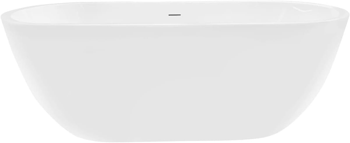 1650x750mm Freestanding Double Ended Bath White Acrylic Oval Modern