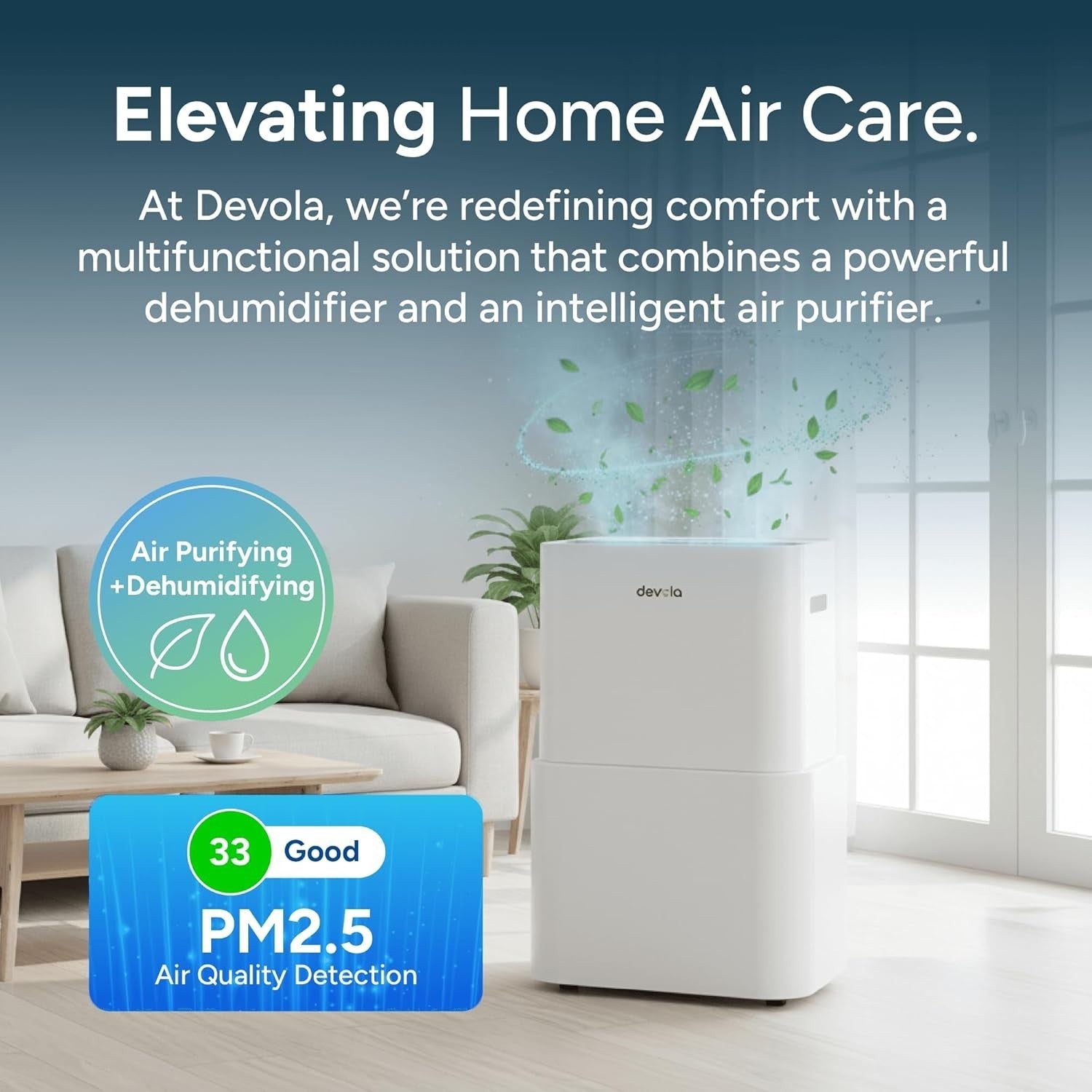 20L Dehumidifier Air Purifier HEPA PM2.5 UV Ioniser Quiet Home