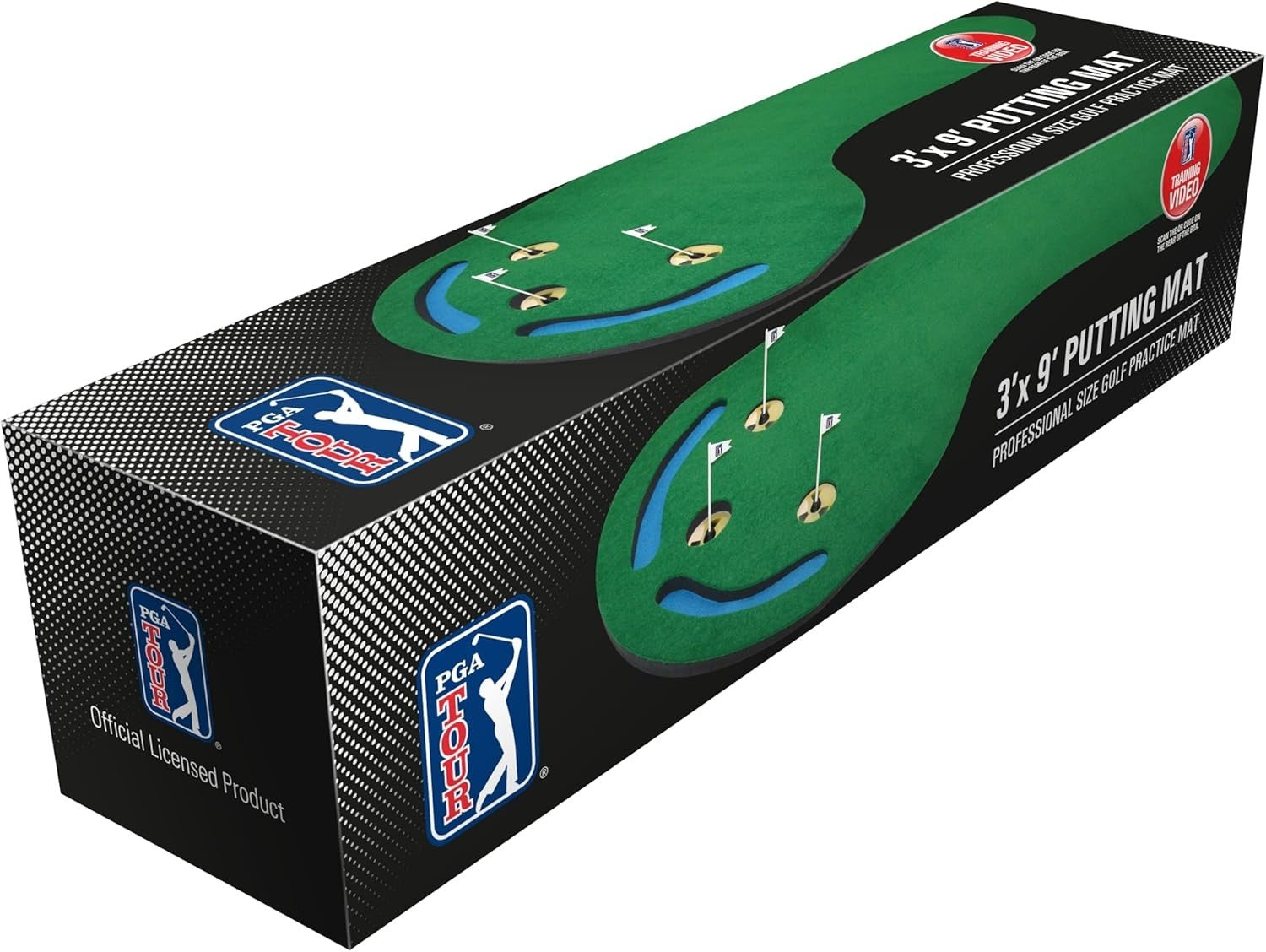 3 Hole Golf Putting Mat 9ft Indoor Practice Green Training Aid